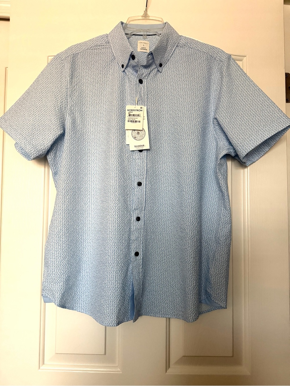 Nordstrom Construct Men’s Light Blue Short Sleeve Button-Down Shirt